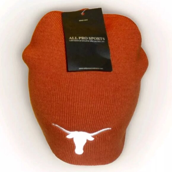 Texas Longhorns Mens Front Back Logo Burnt Orange Beanie Winter Hat Cap New Ncaa - Picture 2 of 2